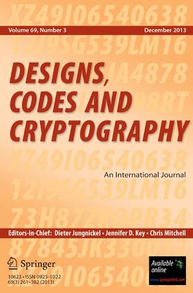 Designs, Codes and Cryptography