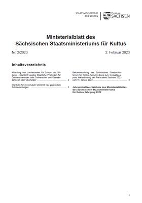 Ministerialblatt des Sächsischen Staatsministeriums für Kultus
