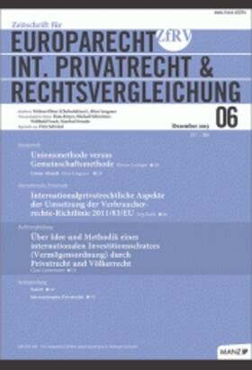 ZfRV - Zeitschrift für Europarecht, Internationales Privatrecht und Rechtsvergleichung