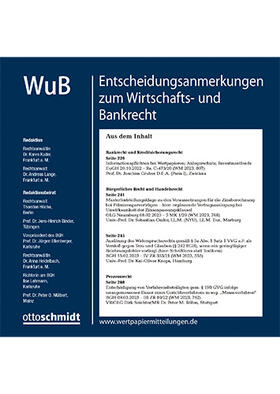 WuB Entscheidungsanmerkungen zum Wirtschafts- und Bankrecht