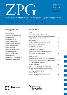 ZPG - Zeitschrift für das Recht der Personengesellschaften und der Einzelunternehmen