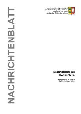 Nachrichtenblatt des Ministeriums für Bildung und Wissenschaft des Landes Schleswig-Holstein