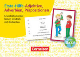 Erste-Hilfe-Adjektive, Adverbien, Präpositionen. Grundschulkinder lernen Deutsch mit Bildkarten
