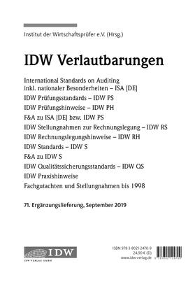 IDW Prüfungsstandards. 71. Ergänzungslieferung