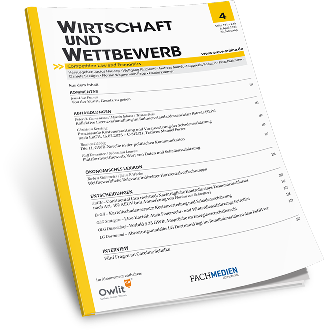 WuW - WIRTSCHAFT und WETTBEWERB Zeitschrift